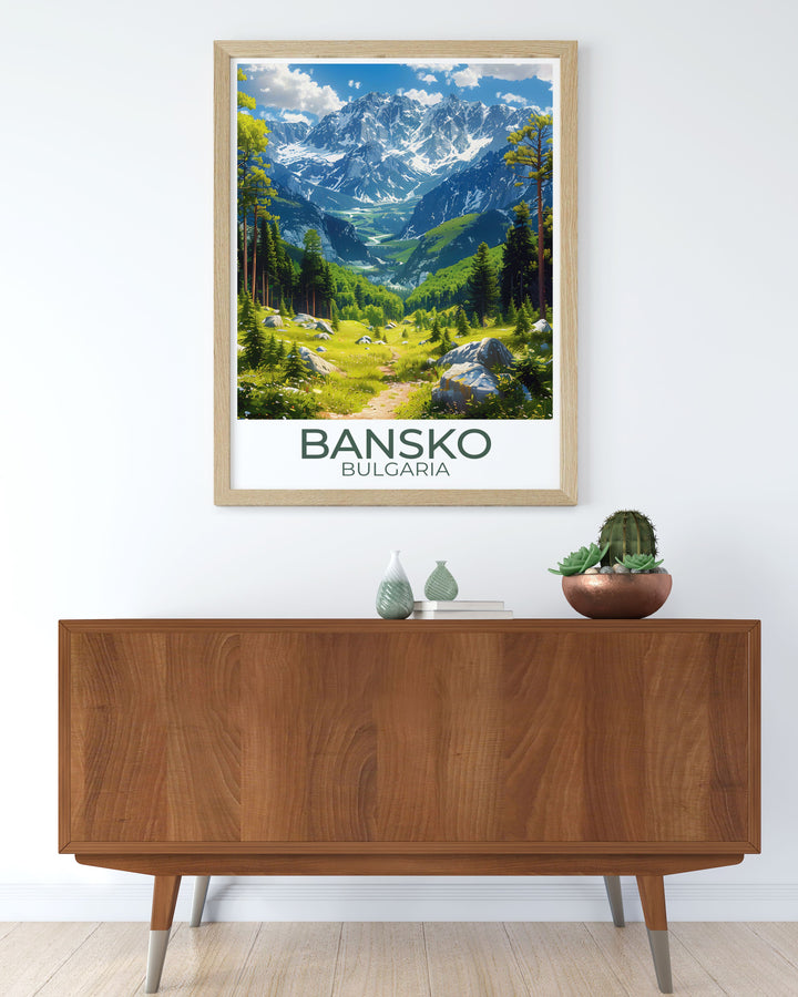 The vibrant ski slopes of Bansko, with their excellent snow conditions and diverse terrain, are depicted in this illustration, offering a glimpse into one of Bulgarias premier winter destinations.