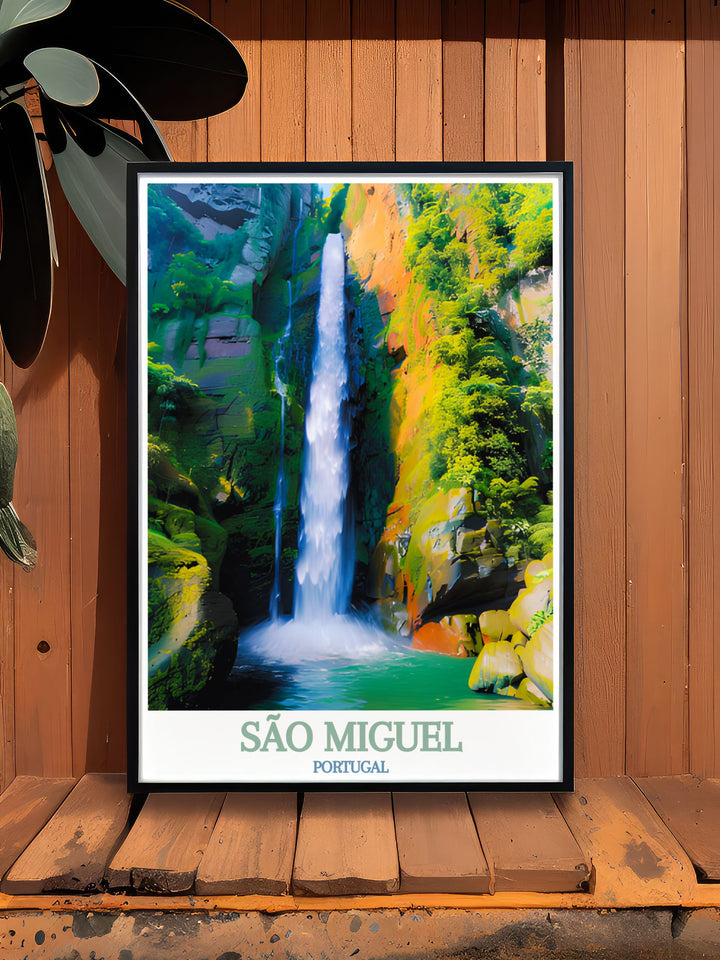 This Portugal Art Print captures the scenic beauty and vibrant culture of São Miguel, featuring the iconic Salto do Cabrito. Perfect for bringing the natural landscapes of Portugal into your home decor.