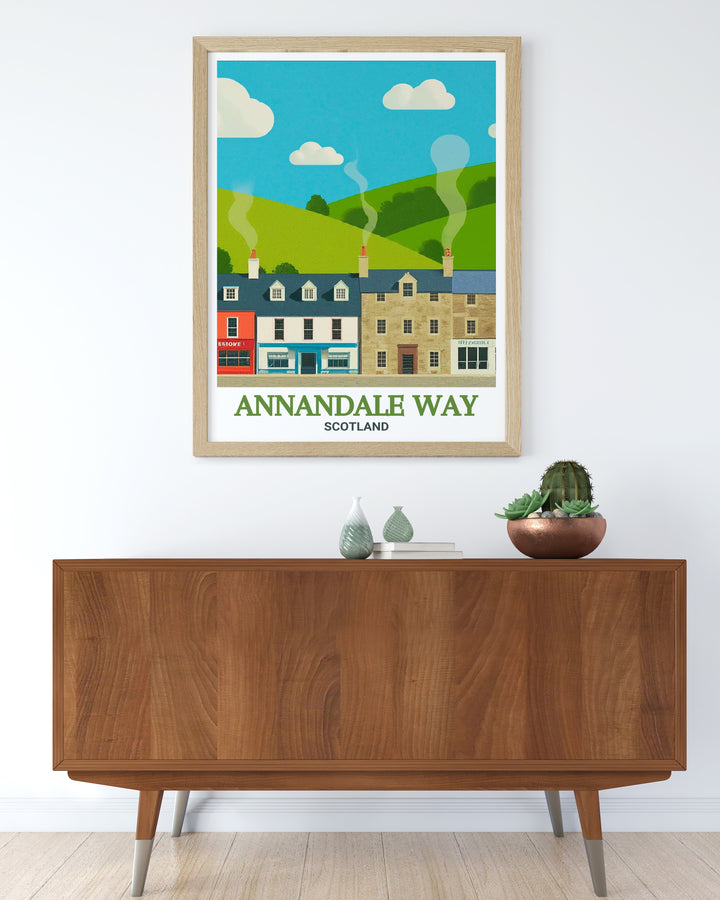 Beautiful National Park Poster featuring Annandale Way and Moffat highlighting Scotlands iconic landscapes a wonderful piece for anyone who loves hiking and exploring the outdoors perfect for wall decor or a special gift