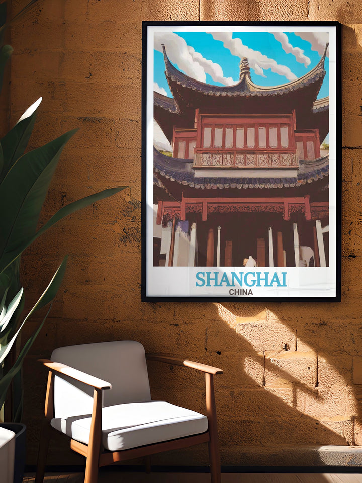 Featuring the elegant beauty of Yu Garden, this Shanghai travel print invites you to explore the harmony between architecture and nature. The intricate details of this classical Chinese garden make it a perfect piece for adding a touch of global charm to your decor or gifting to travel lovers.