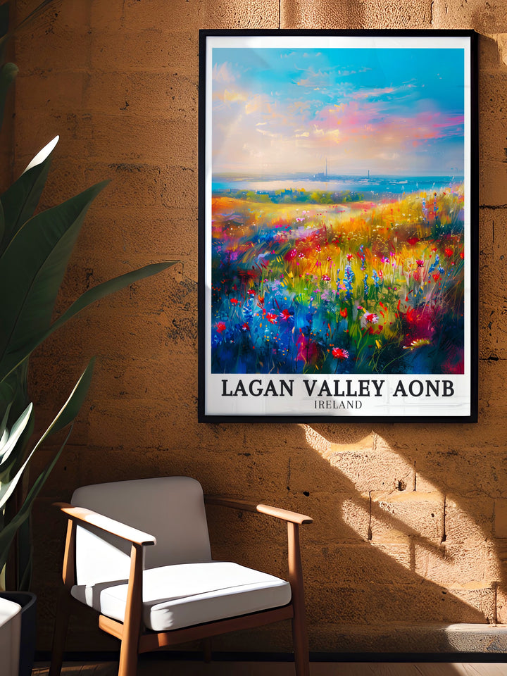 Perfect for your home or office River Lagan Belfast City elegant home decor adds a touch of Northern Irelands iconic landscape to any space. This modern art print highlights the River Lagans tranquil beauty alongside Belfast’s dynamic cityscape.