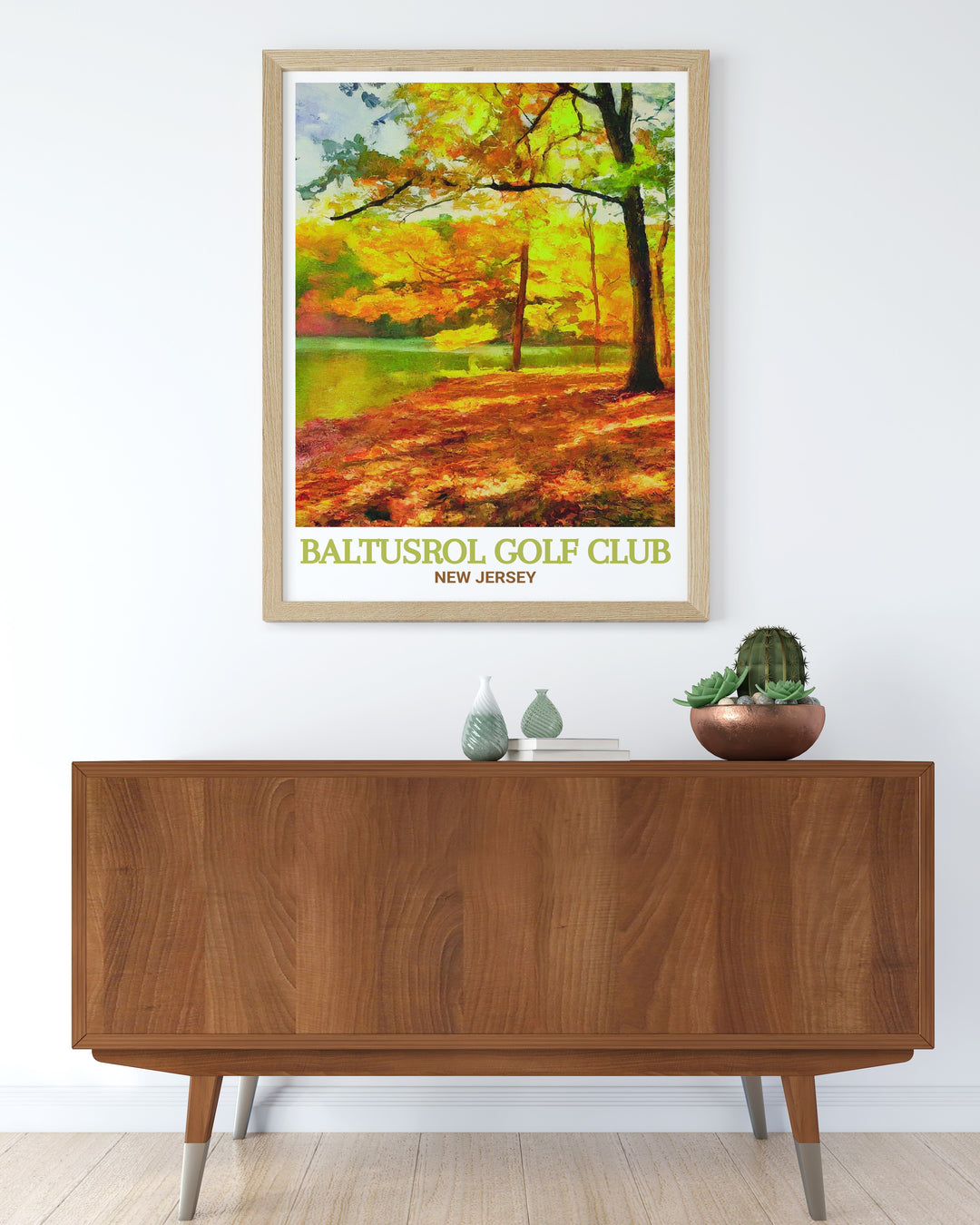 Baltusrol Golf Club Poster featuring the elegant clubhouse and rolling fairways of Baltusrol, complemented by the lush trails of Watchung Reservation. This print captures the spirit of both landmarks, making it an ideal piece for adding a touch of New Jerseys beauty to your home or office decor.