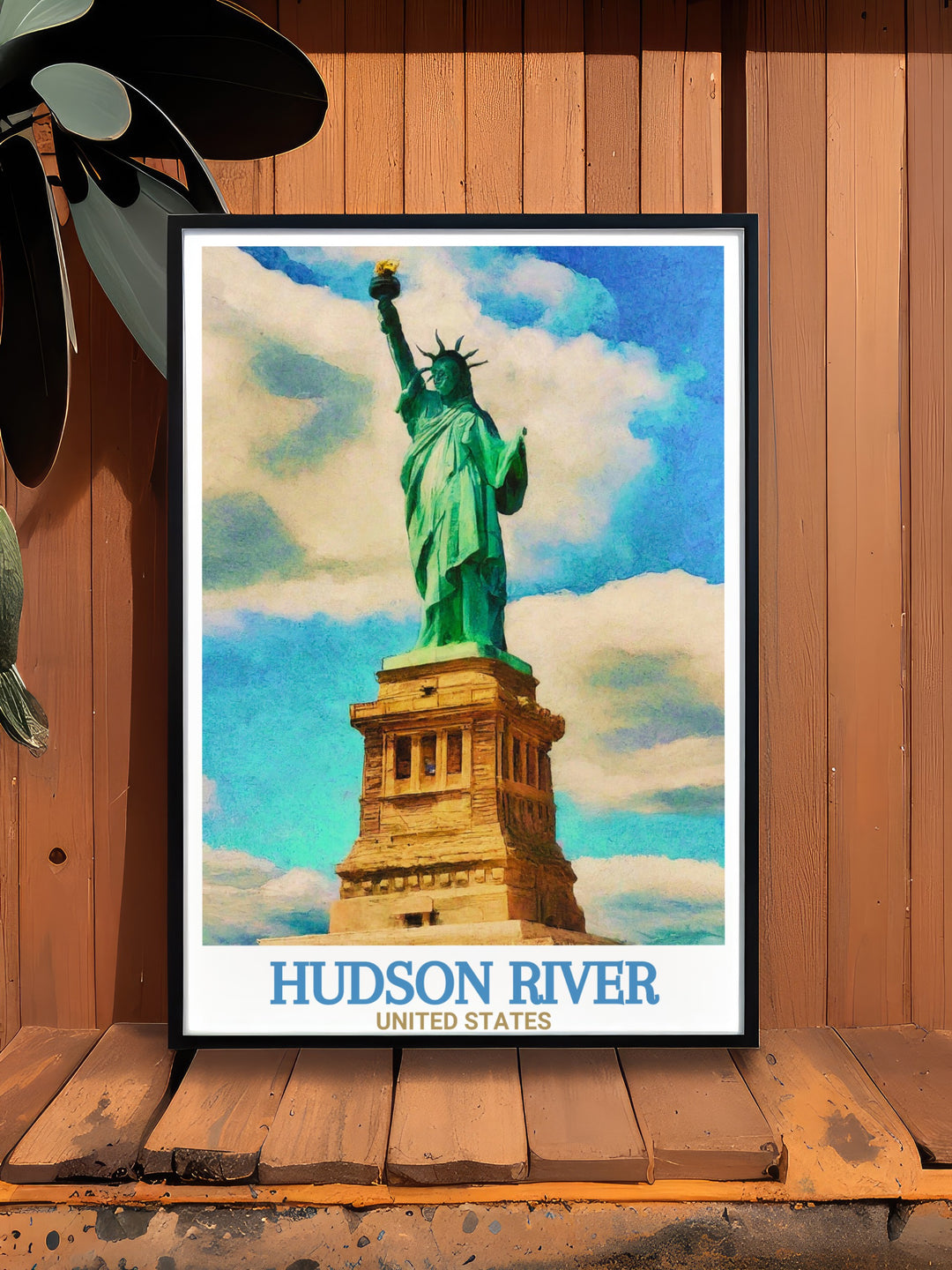 Capture the essence of New York with this Hudson River and Statue of Liberty wall art. Featuring the peaceful Hudson River and the grandeur of the Statue of Liberty, this framed art brings the spirit of New York into your home or office.