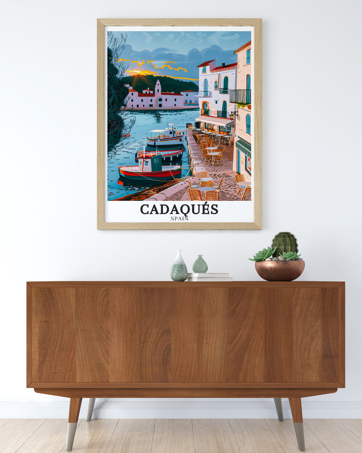 Cadaqués framed art brings the elegance of Spains Costa Brava to life, capturing the beauty of this picturesque towns white buildings and stunning Mediterranean views. Ideal for anyone who cherishes Spains coastal beauty.