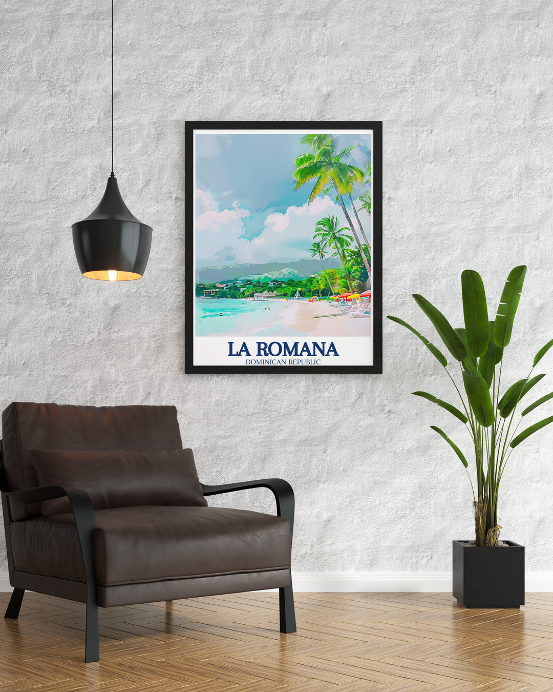 Caribbean wall art of Saona Island and the La Romana coastline. This travel print is the ideal gift for anyone who loves tropical scenery and coastal decor, bringing the warmth and tranquility of the Caribbean Sea into your home with vivid, high quality details.