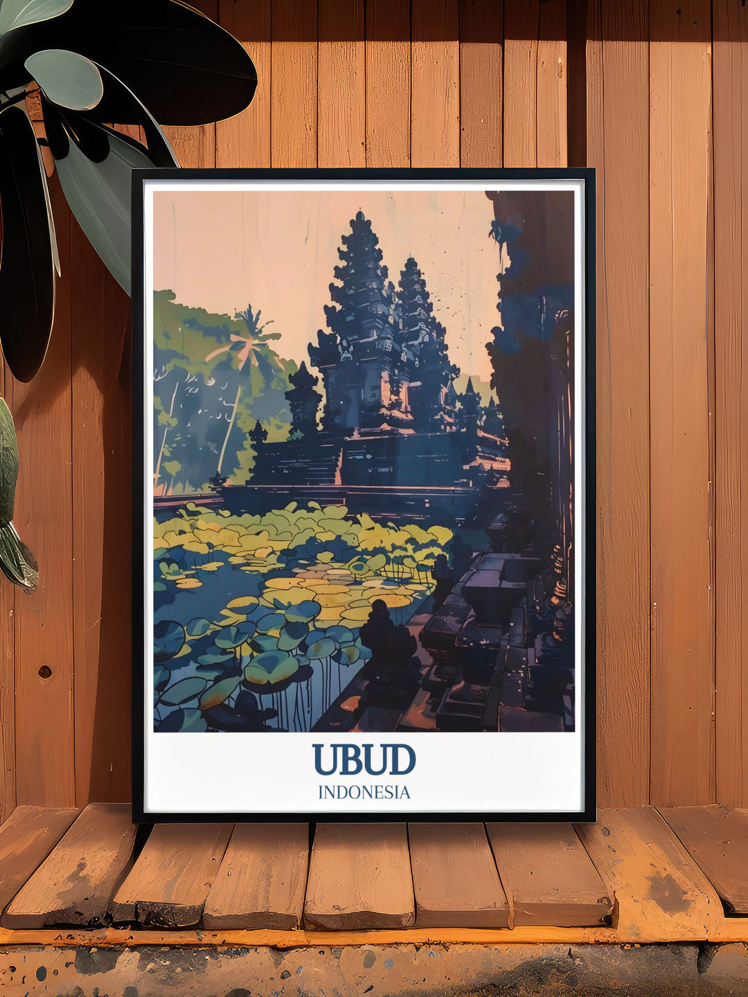 Bring the peaceful essence of Ubud into your home with this Bali wall art. It features Pura Taman Saraswati and the serene Lotus Pond, making it an ideal gift for Bali lovers or a stunning addition to your own living space.