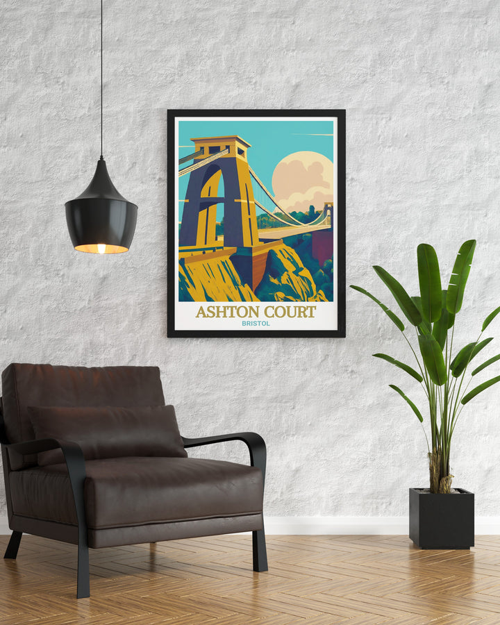 Ashton Court MTB Art and The Clifton Suspension Bridge Framed Prints offer a dynamic contrast of rugged outdoor trails and elegant bridge design. Perfect for adding depth and interest to your living space with a touch of Bristols charm.