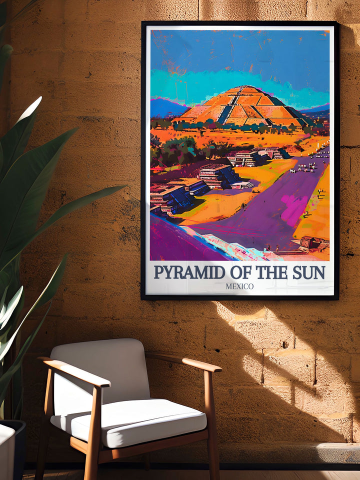 Teotihuacan Avenue of the Dead Quetzalcoatl Temple stunning prints of the Sun Pyramid beautifully depicting ancient Mexican architecture and craftsmanship ideal for adding elegance and historical significance to your home decor.