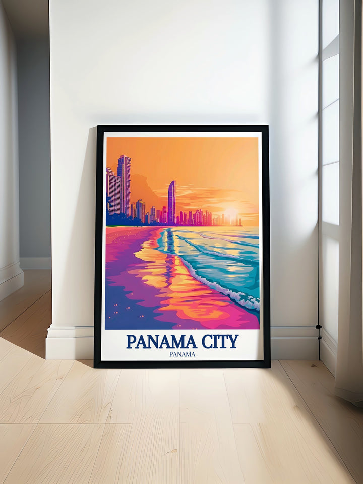 Discover the beauty of Panama City Beach with Atlanta Ocean Panama City skyline travel prints perfect for beach house decor and coastal art lovers