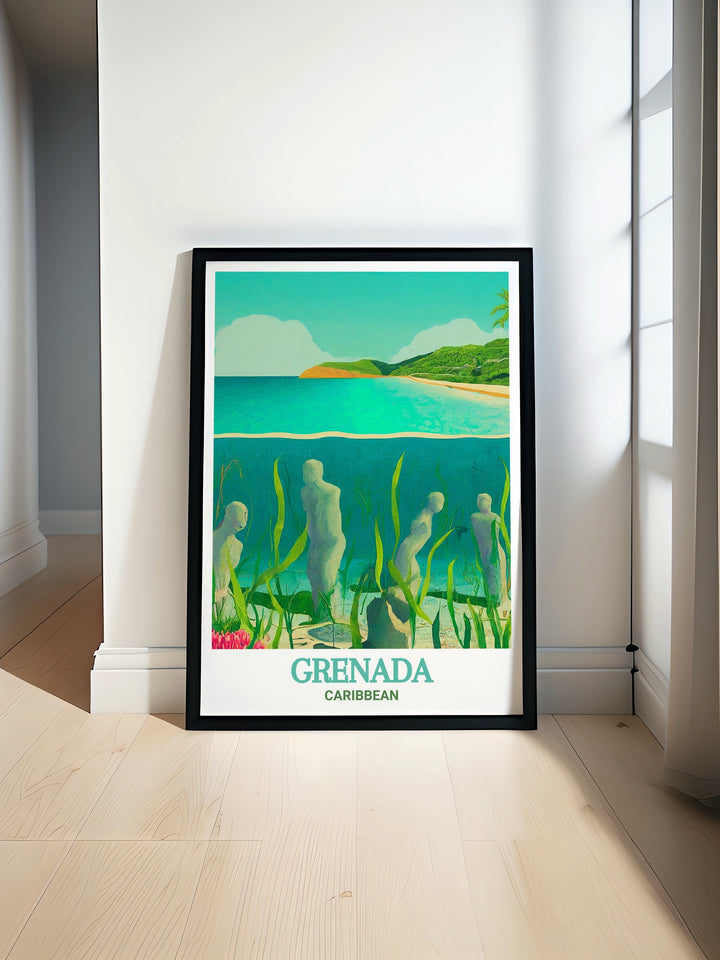 Underwater art print of Grenadas Sculpture Park, depicting the enchanting underwater scenes and artistic sculptures. Perfect for home decor and as a thoughtful gift. Enjoy the unique beauty of Grenada with this exquisite wall art.