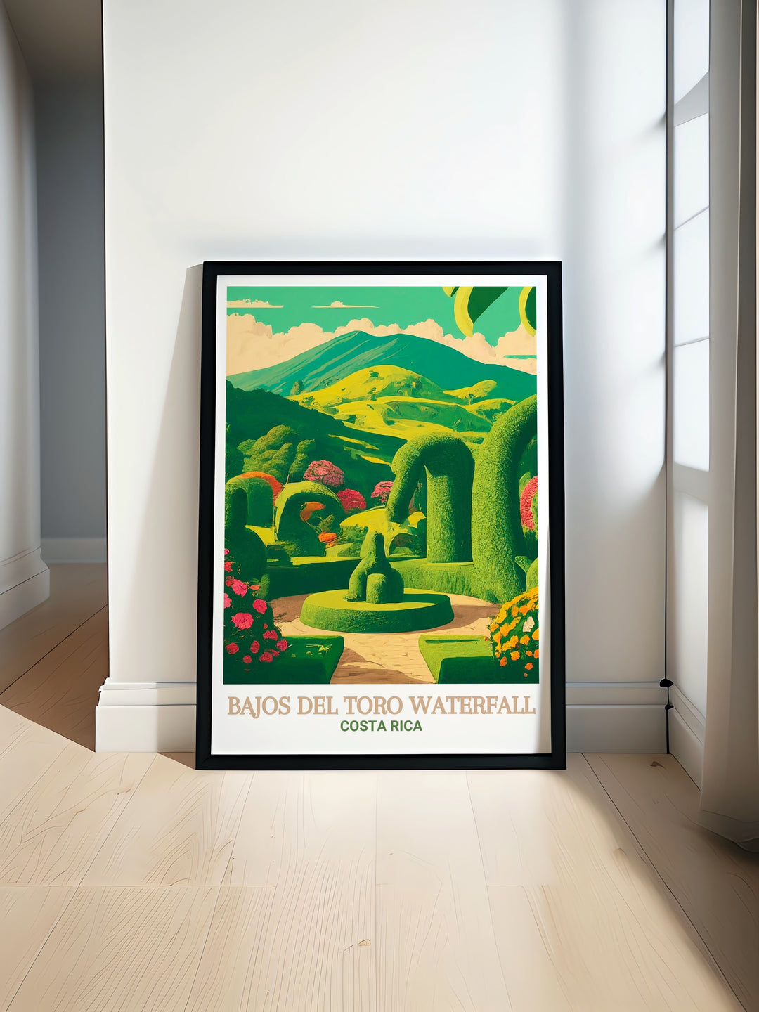 Bring the breathtaking scenery of Costa Rica into your home with this Bajos del Toro Waterfall print. The artwork captures the lush rainforest and the waterfalls dynamic energy, making it a perfect piece for nature enthusiasts and travelers.