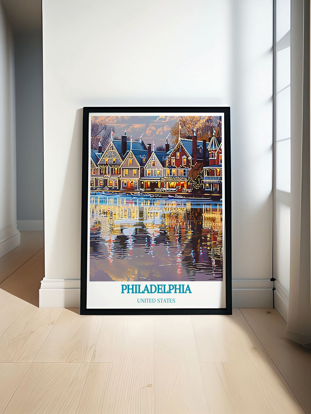 Journey through the history of Philadelphias Boathouse Row with this vibrant art print, depicting the picturesque setting and historical importance of these rowing clubs.