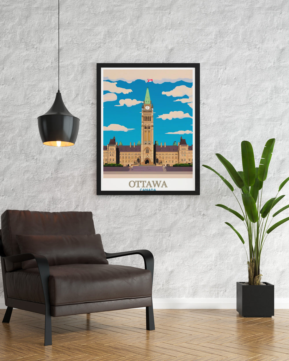 Digital download of Parliament Hill Travel poster highlighting Ottawas historic charm. This wall art piece brings the grandeur of Parliament Hill into your home offering a timeless representation of one of Canadas most significant landmarks.