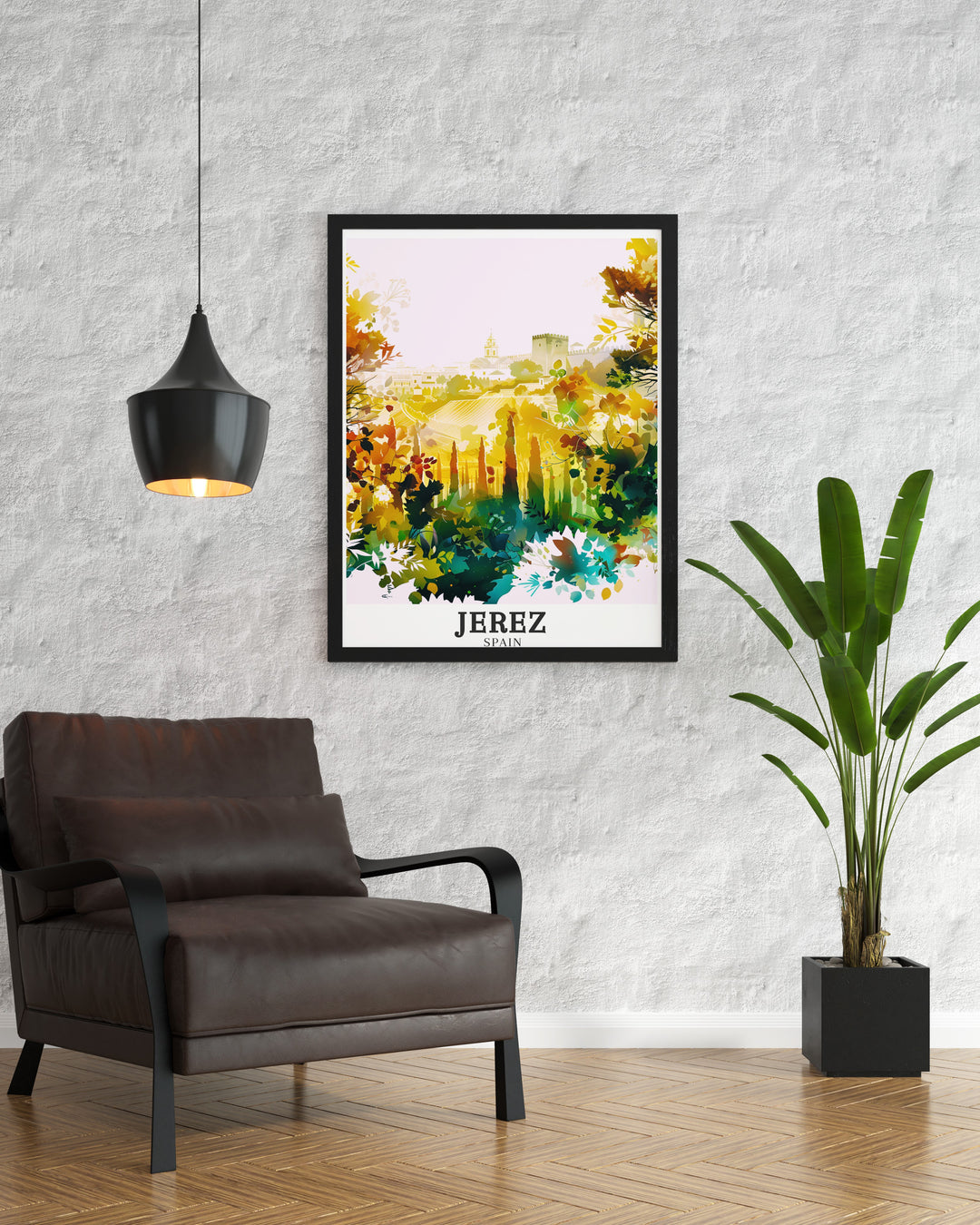 Alcázar wall print depicting the timeless beauty of one of Jerezs most famous landmarks. This travel art focuses on the Moorish fortress that has witnessed centuries of Andalusian history, perfect for anyone seeking to celebrate Spanish architecture and culture.