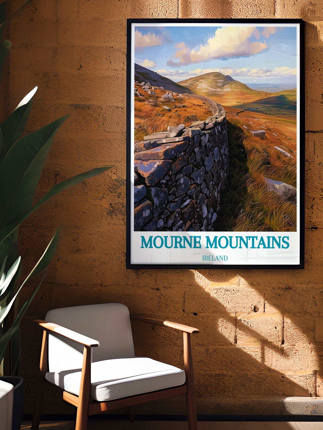 Bring the natural grandeur of the Mourne Mountains into your home with this travel poster, capturing their stunning vistas and historic significance, ideal for any history enthusiast.