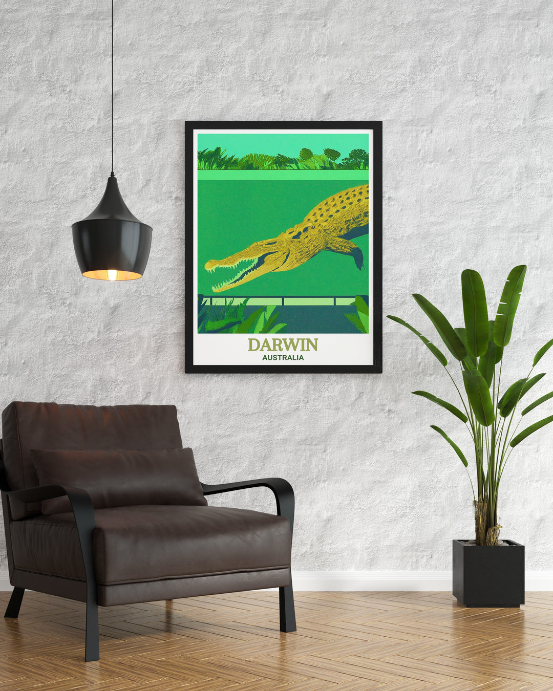 Australia wall decor featuring Darwins Crocosaurus Cove blends the thrill of Australias wild frontier with modern design. This travel print is perfect for adding a touch of adventure to your home, capturing the essence of Darwins vibrant and untamed spirit in a single art piece.