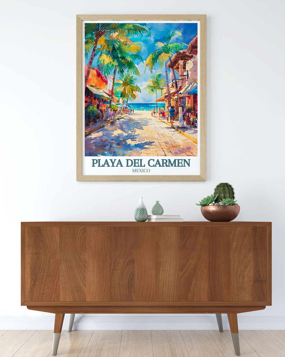 Captivating Mexico decor with a focus on La Quinta Avenida and the Caribbean Sea ideal for creating a serene and tropical ambiance in any room perfect for adding a touch of Playa Del Carmens beauty to your home.