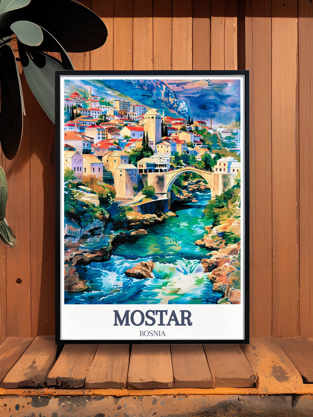 Mostar Artwork featuring Neretva River and Kriva Cuprija a beautiful addition to any home decor or travel gift collection