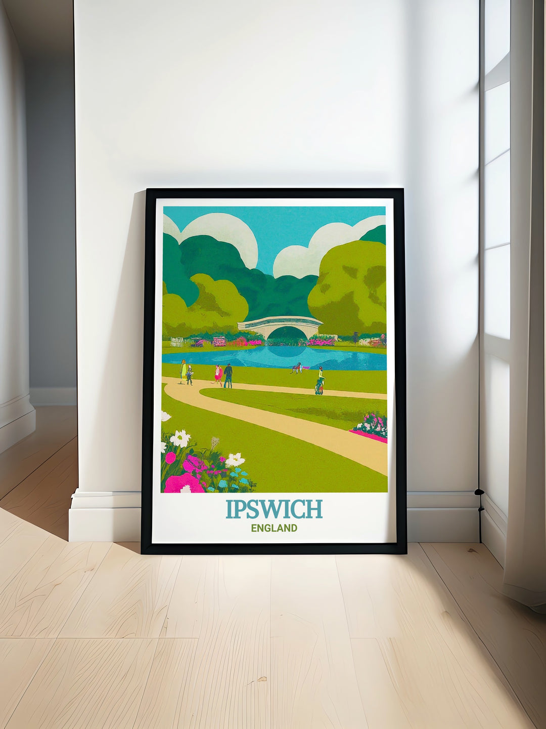 Holywells Park modern prints are perfect for any living room decor bringing the beauty of Ipswich into your home with elegant England wall art and stunning prints showcasing the parks natural charm and serene atmosphere for any interior style.