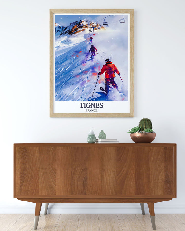 Elevate your home decor with our Grand Motte Glacier Framed Prints from the French alps featuring Espace Killy perfect for creating a sophisticated and adventurous atmosphere in any room