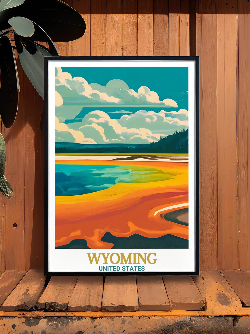 Yellowstone Poster highlighting the geothermal wonders and lush landscapes of Americas first national park alongside Jackson Hole Print featuring the majestic Teton Range