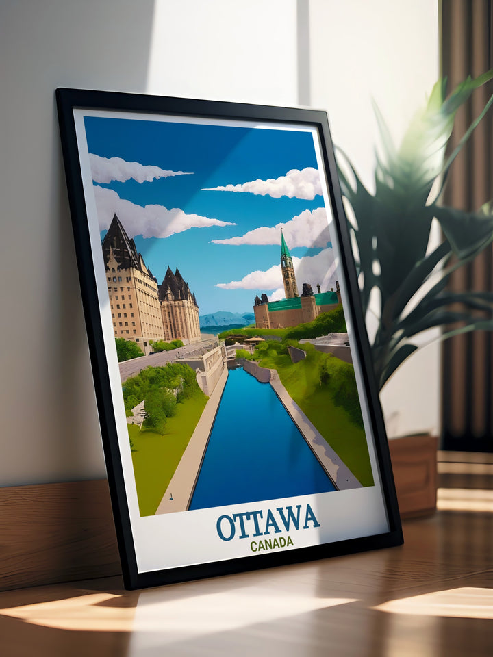 Rideau Canal Prints capturing Ottawas scenic beauty. These prints are ideal for adding a touch of Canadian heritage to your space showcasing the iconic Rideau Canal and its tranquil surroundings in vibrant detail and rich color.