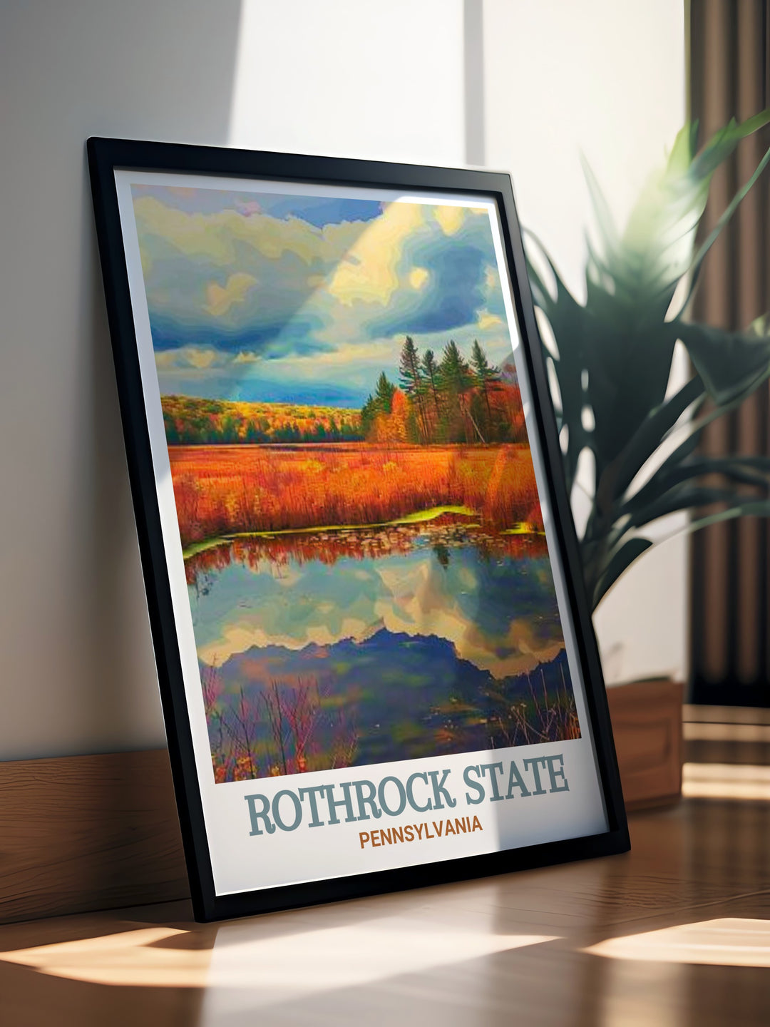 Bring the beauty of Pennsylvanias Rothrock State Forest and Bear Meadows Natural Area into your home with this travel print. Ideal for those who love nature, this art poster adds tranquility to any room.