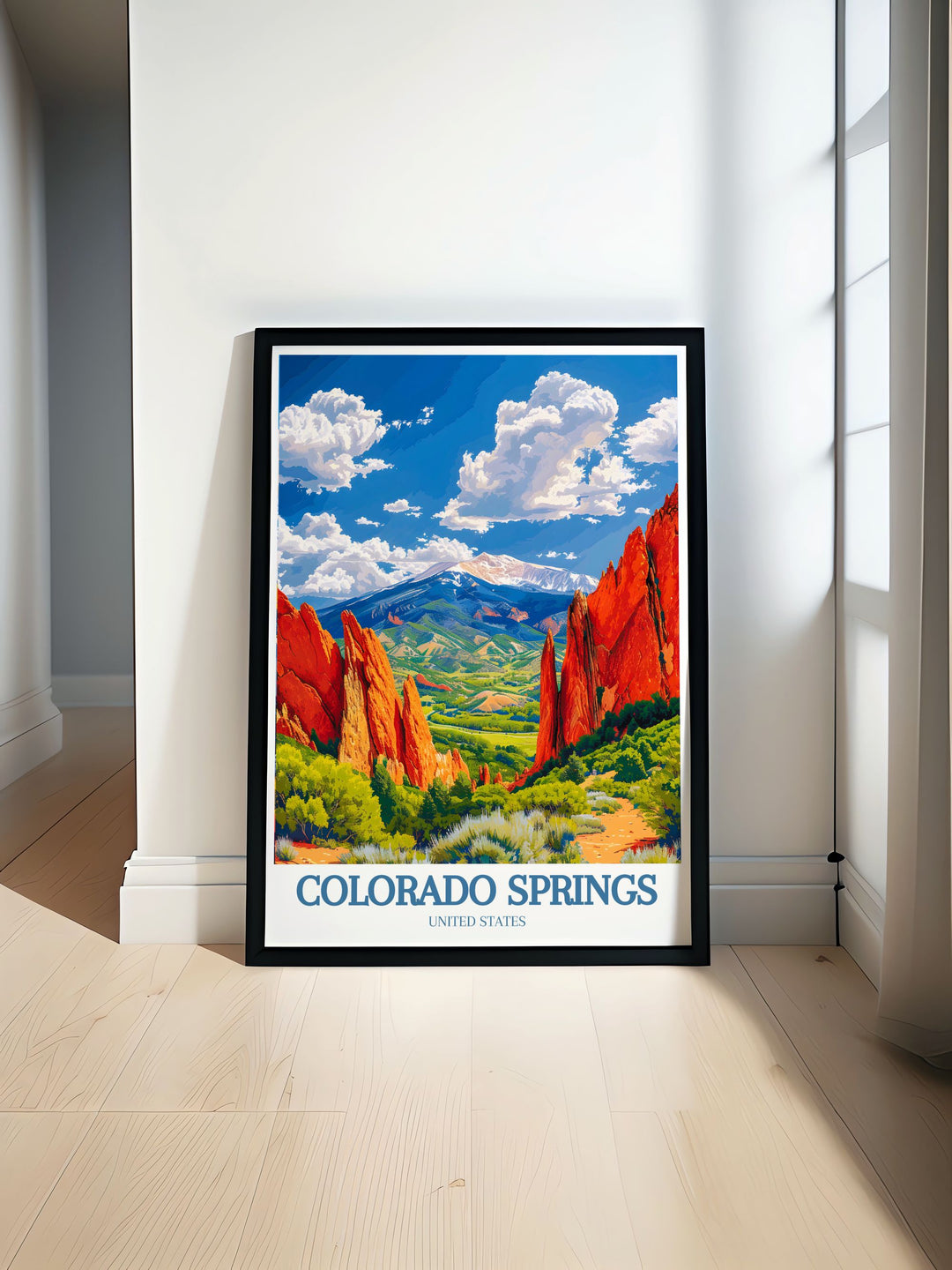 Captivating Colorado Wall Art featuring vibrant scenes of Garden of Gods and Pikes Peak perfect for modern home decor