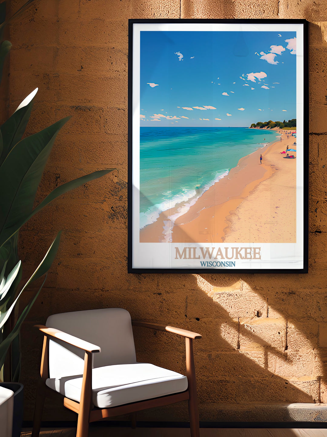 Beautiful Lake Michigan digital download with detailed shoreline and tranquil water scenes perfect for creating personalized and unique home decor