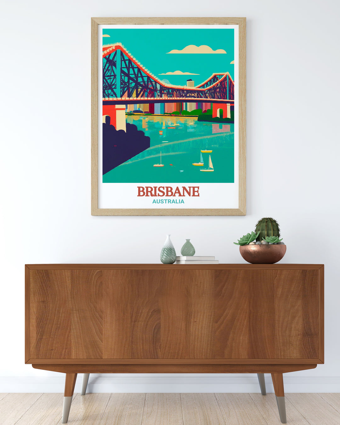 Brisbane Travel Print featuring Story Bridge is an elegant and timeless piece of wall decor. Perfect for framing or printing at home this artwork adds a sophisticated touch to any room with its detailed depiction of Brisbanes iconic bridge