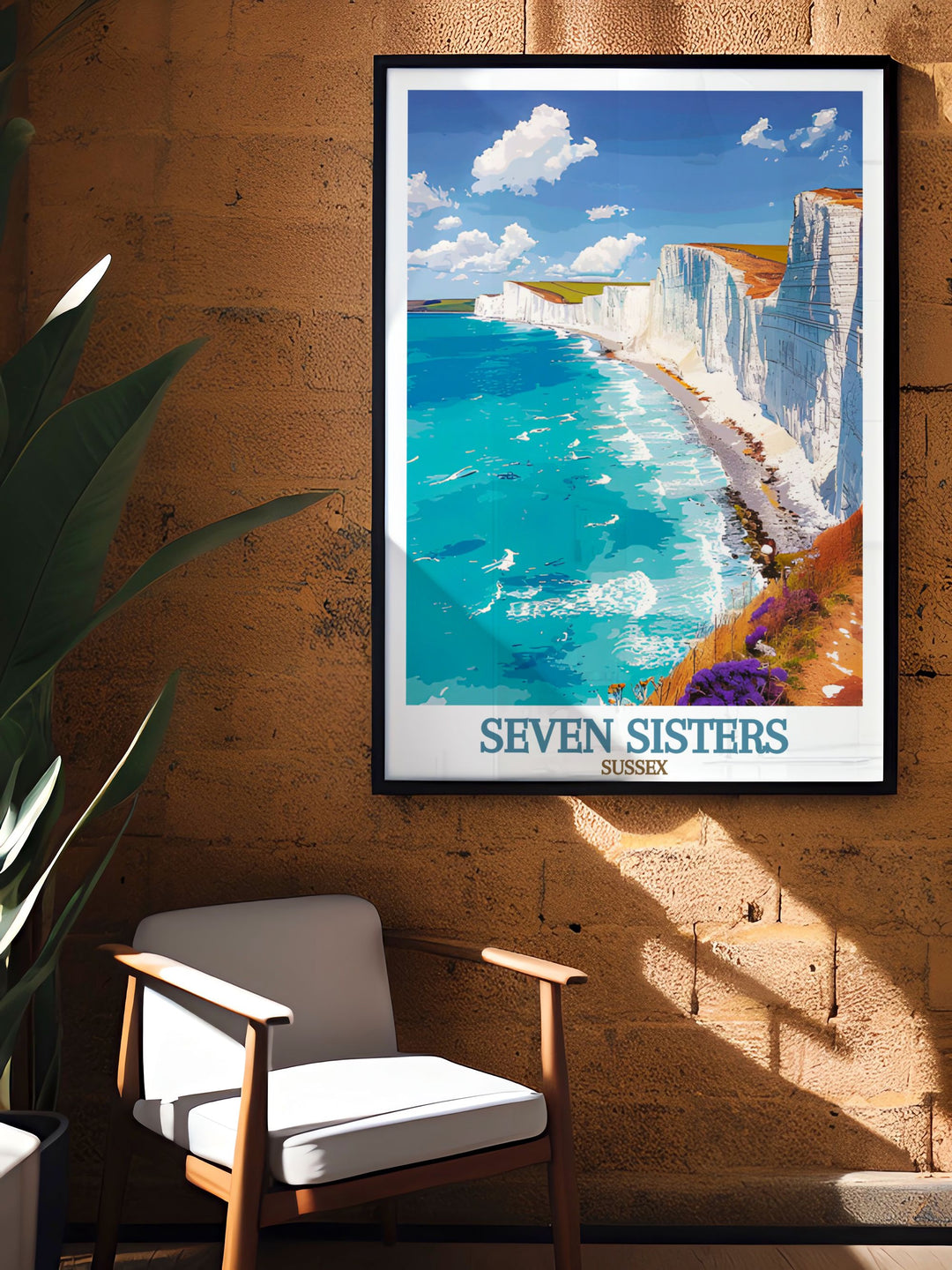 Elegant home decor with Seven Sisters Cliffs artwork bringing the natural beauty of the South Downs into your home perfect for nature enthusiasts and those looking to elevate their living room or bedroom decor