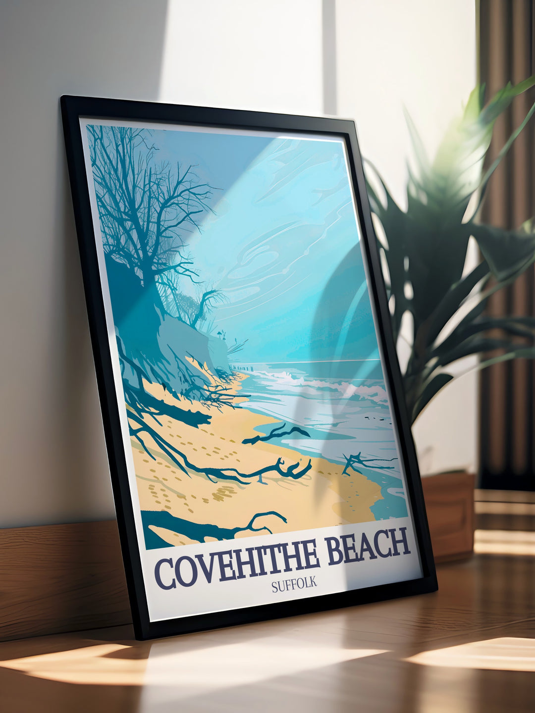 This Covehithe Beach poster print captures the raw beauty of the Suffolk coast, showcasing the natural cliffs and peaceful shoreline along the North Sea. Perfect for coastal lovers, this travel art brings the serenity of Covehithe into any home décor.