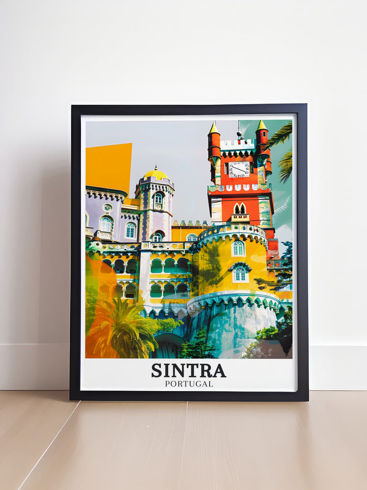 Sintra Artwork with intricate details of Pena National Palace Portuguese Riviera a beautiful addition to any wall enhancing your homes aesthetic with timeless beauty