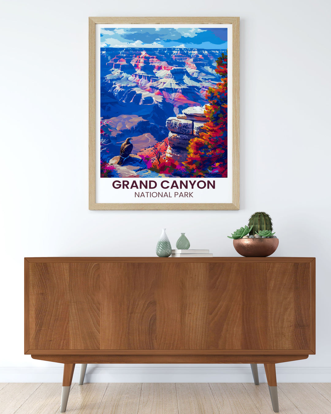 USA Travel Poster capturing the adventure of the Pacific Crest Trail and the grandeur of the Grand Canyon South Rim making it a perfect addition to any home