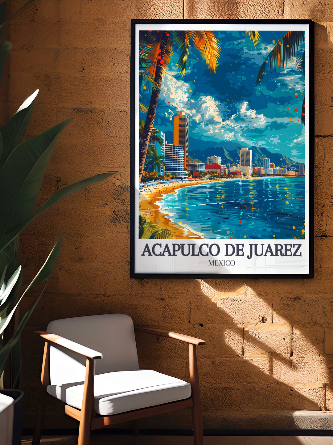 The iconic Las Torres Gemelas and the bustling energy of Acapulco de Juárez are featured in this city print, celebrating Mexicos coastal gem.