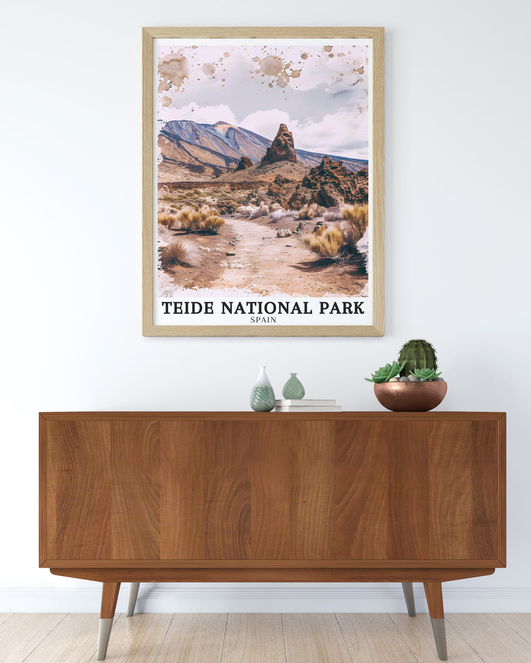 Discover the majestic Pico Viejo and the sprawling Cañadas Caldera with our Teide National Park travel print. This detailed artwork showcases the stunning volcanic features and expansive landscapes, making it a perfect addition to any room for those who appreciate Spains natural beauty.