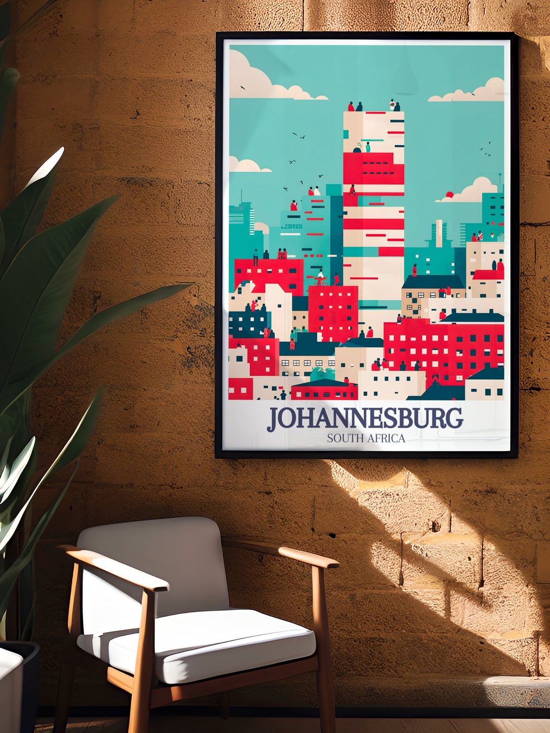 A travel poster print of Johannesburg featuring the famous Ponte City Apartments and the creative Maboneng Precinct. Perfect for those who admire urban landscapes and South African culture, this art piece adds style to any room. Ideal for gifting or personal décor.