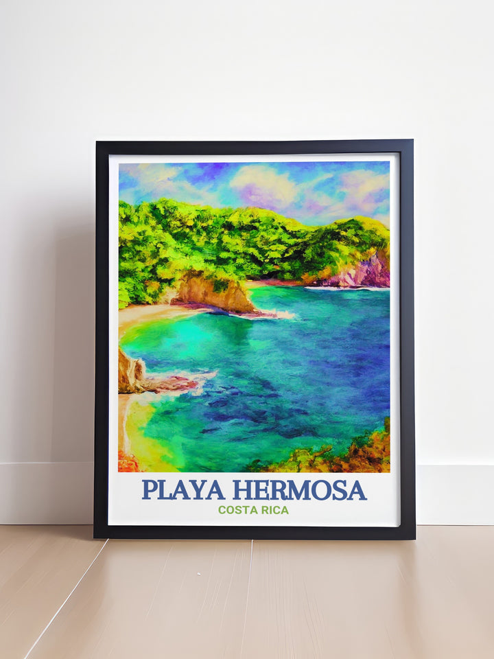 Playa Hermosa Poster Print featuring the lush landscapes and golden beaches of the Golfo de Papagayo ideal for Costa Rica travel gifts or to enhance your living room with a touch of paradise