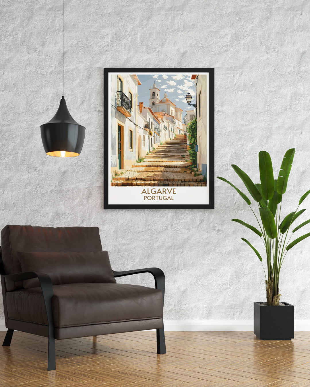 Faro old town matted art print highlighting the beautiful architecture and vibrant culture of this Algarve icon. Ideal for enhancing your home decor with a touch of historic elegance or as a special gift.