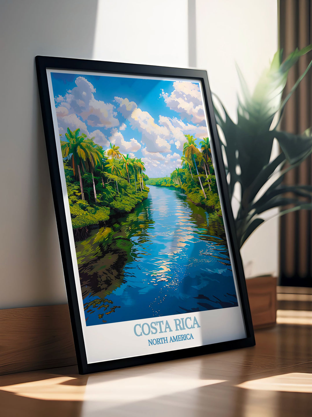 Detailed digital download of Costa Rica, featuring Tortuguero National Park and Saint Teresa, ideal for any art collection or as a memorable travel keepsake.
