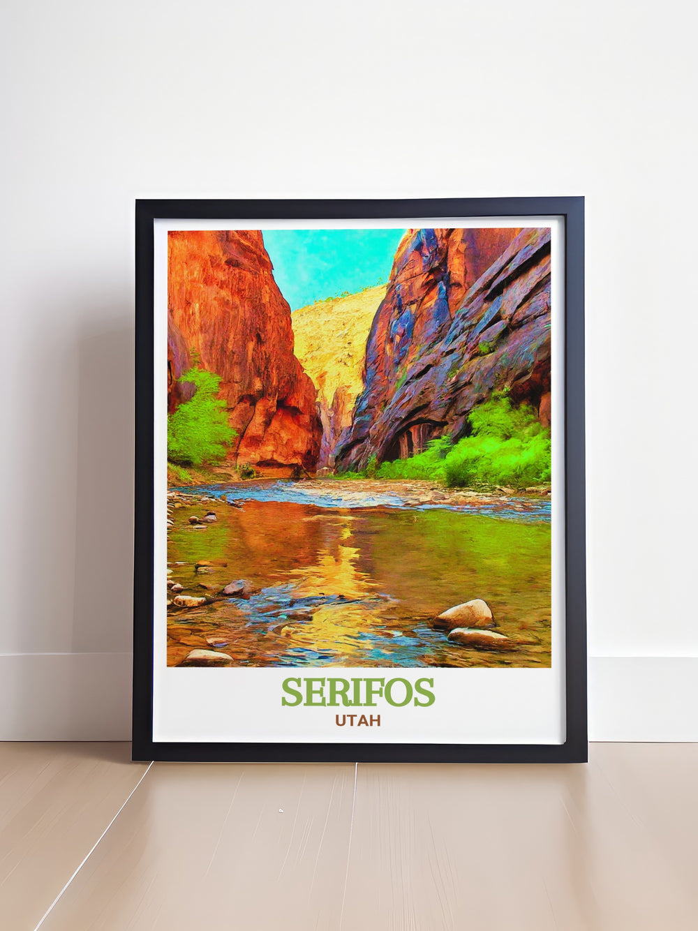 This detailed print brings the rugged beauty of The Narrows and Springdale into your home. The vibrant hues and intricate details make it a perfect addition to any decor, celebrating Utahs natural wonders.