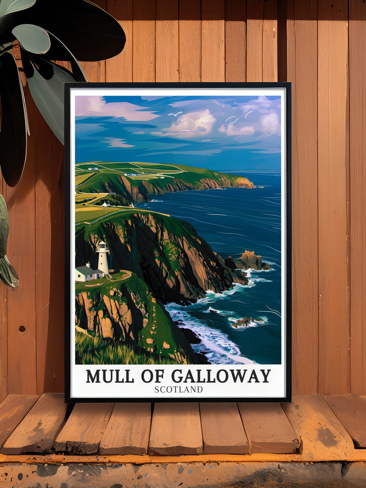 Mull of Galloway Art Print highlights the dramatic cliffs and sweeping views that define this iconic location. Perfect for adding a touch of Scotlands wild beauty to your space, this print is a must have for nature lovers and adventurers.