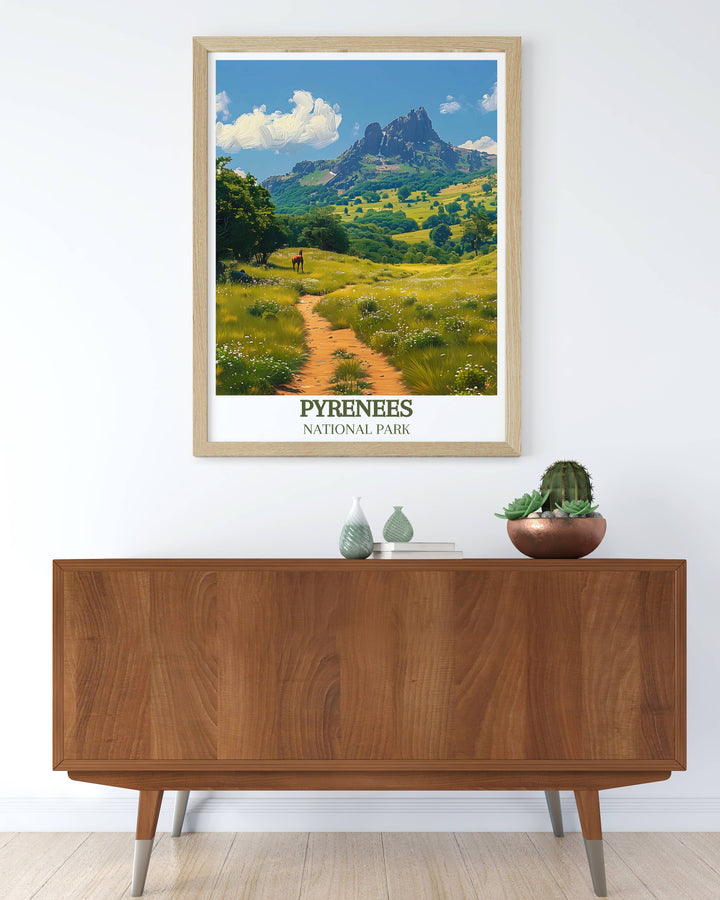 Elegant artwork of Pic du Midi dOssau representing the grandeur of Mont Perdu Pyrenees a stylish choice for any living room or office decor.