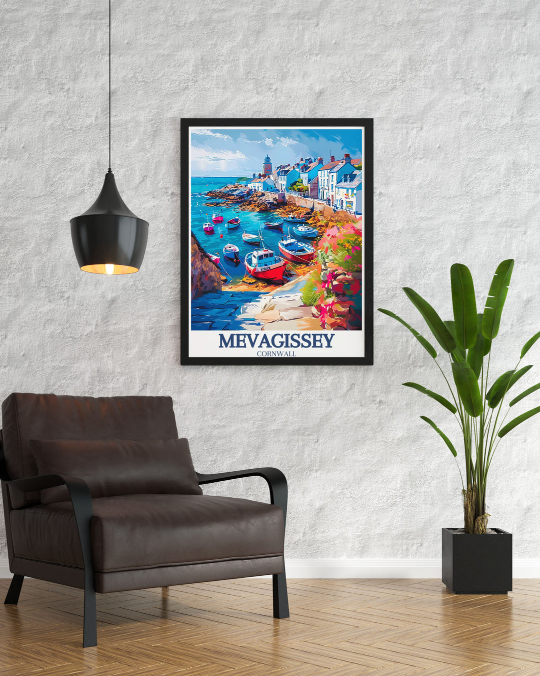 Celebrating the diverse attractions of Mevagissey, this poster captures the scenic harbor, iconic Clock Tower, and historical St. Peters Church. Perfect for those who love picturesque coastal villages and cultural heritage, this artwork brings the charm of Mevagissey into your home.