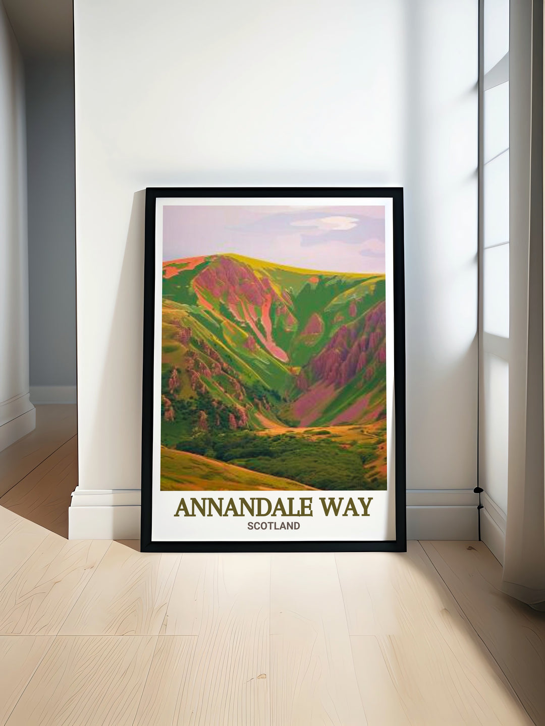 Annandale Way Print showcasing the stunning landscapes of Scotland including the Devils Beef Tub Moffat Hills and Solway Firth perfect for hiking enthusiasts and lovers of Scotlands Great Trails ideal for home decor and gifts