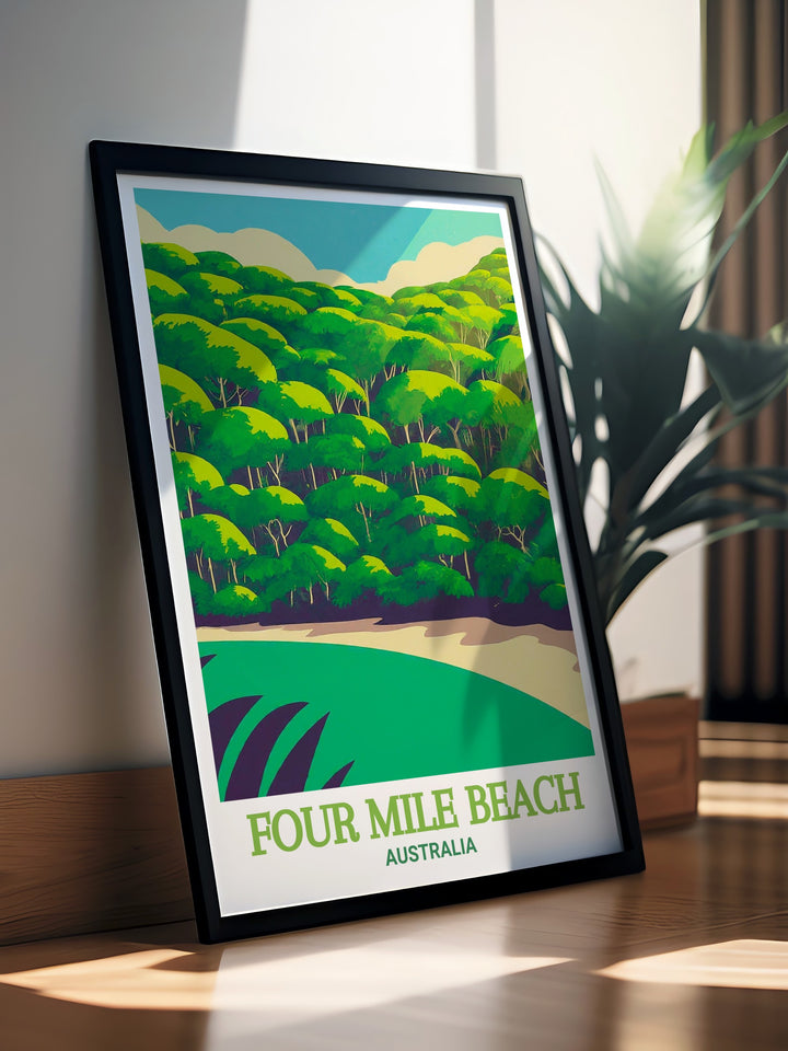 Australia art print of Four Mile Beach and Daintree Rainforest perfect for those who cherish memories of their travels