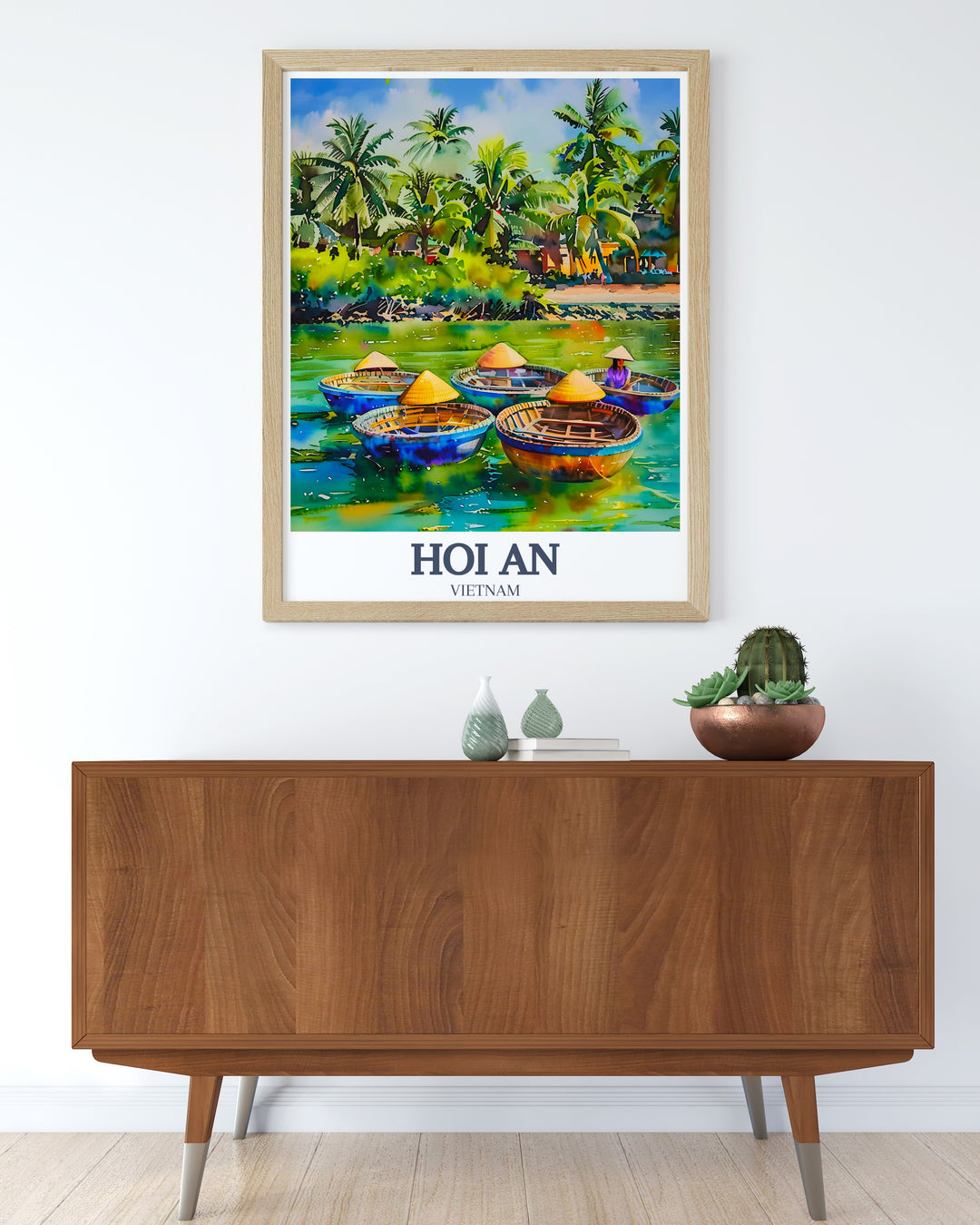 A beautiful Hoi An poster print that showcases the colorful streets of this UNESCO World Heritage town. This travel print captures the spirit of Hoi An with its ancient architecture and lantern lined streets, offering a perfect art piece for anyone who loves Vietnam.