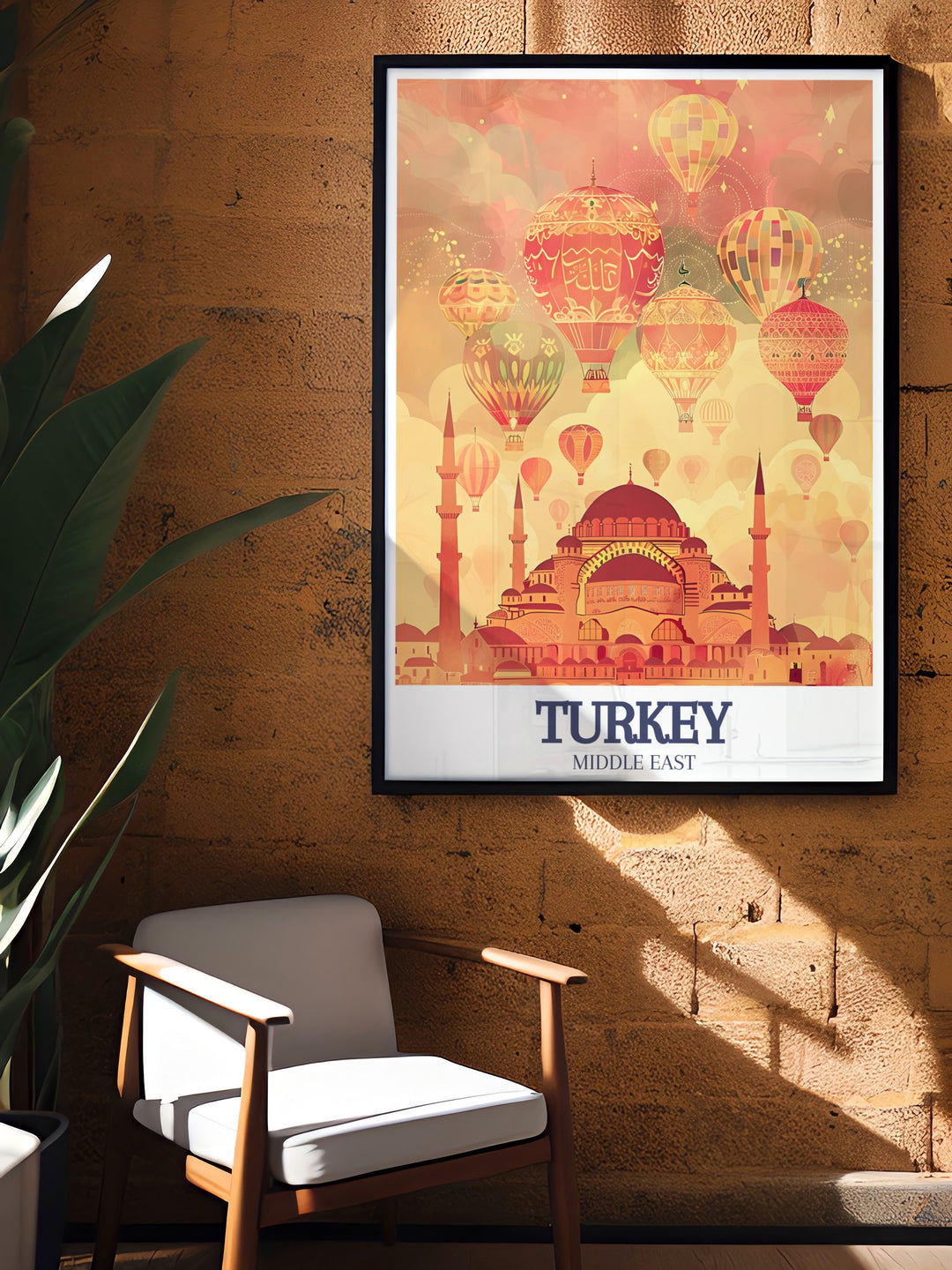 Elevate your living space with this travel poster of Turkeys Hagia Sophia and Istanbul. The rich colors and intricate details make it a striking piece of décor, perfect for those with a passion for adventure and history.