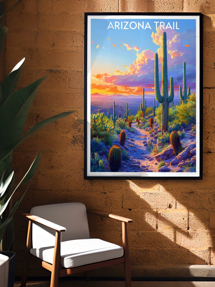 Arizona Trail print and Saguaro National Park map designed for avid hikers and adventurers showcasing the beauty and challenge of these famous trails perfect for inspiring your next outdoor journey.