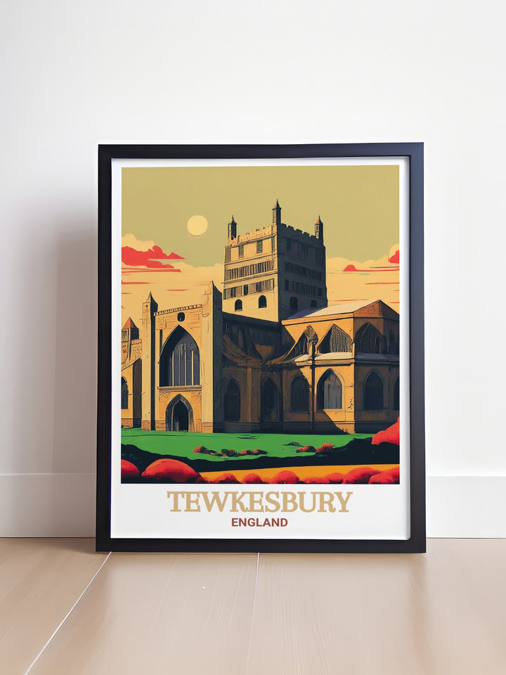 Elegant Tewkesbury Abbey print highlighting the architectural beauty of Tewkesbury Abbey in a stylish and modern design perfect for adding a touch of history and sophistication to any room